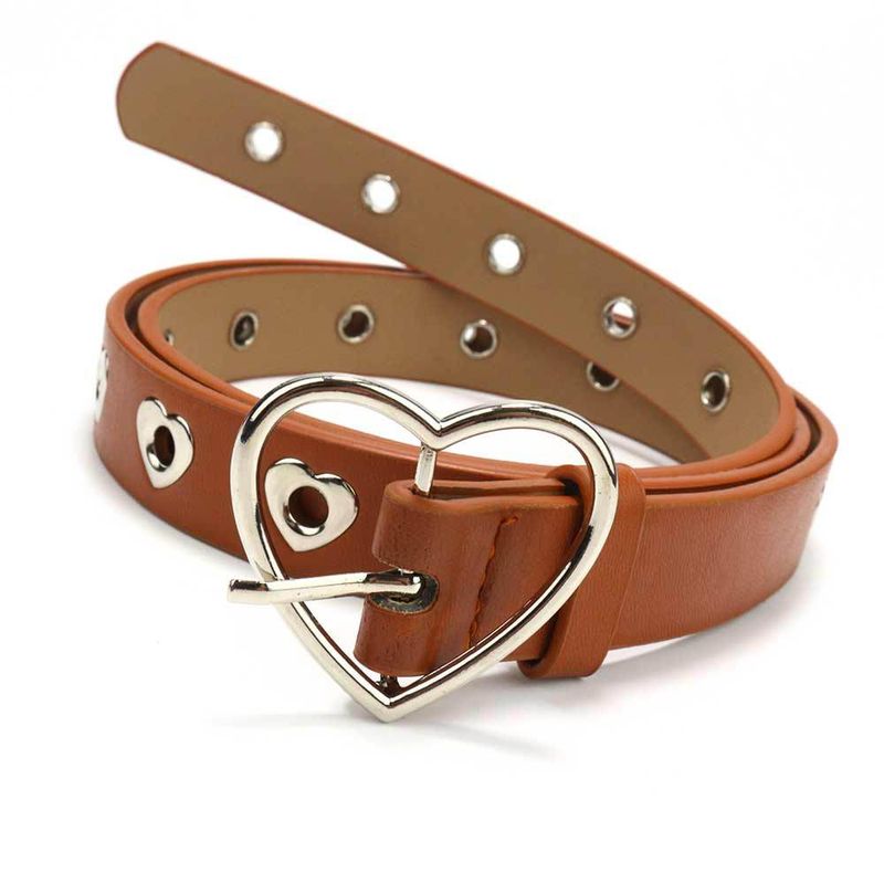 Basic Heart Shape Pu Leather Alloy Unisex Leather Belts