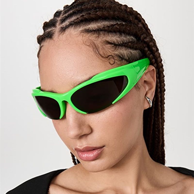 Hip Hop Exagerado Punk Bloque De Color C.a. Espejo De Forma Especial Fotograma Completo Gafas De Sol Mujer