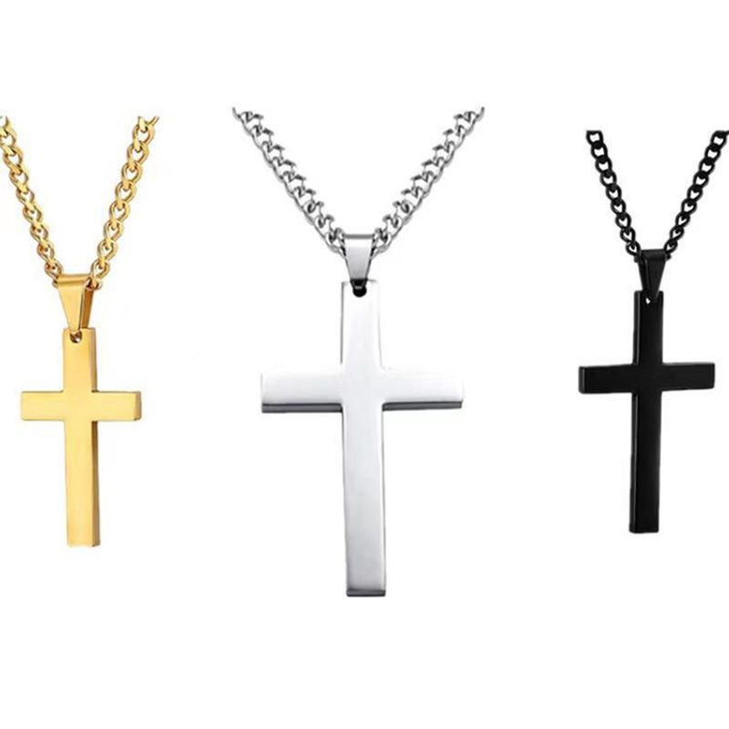 Retro Simple Style Cross Stainless Steel Plating Pendant Necklace