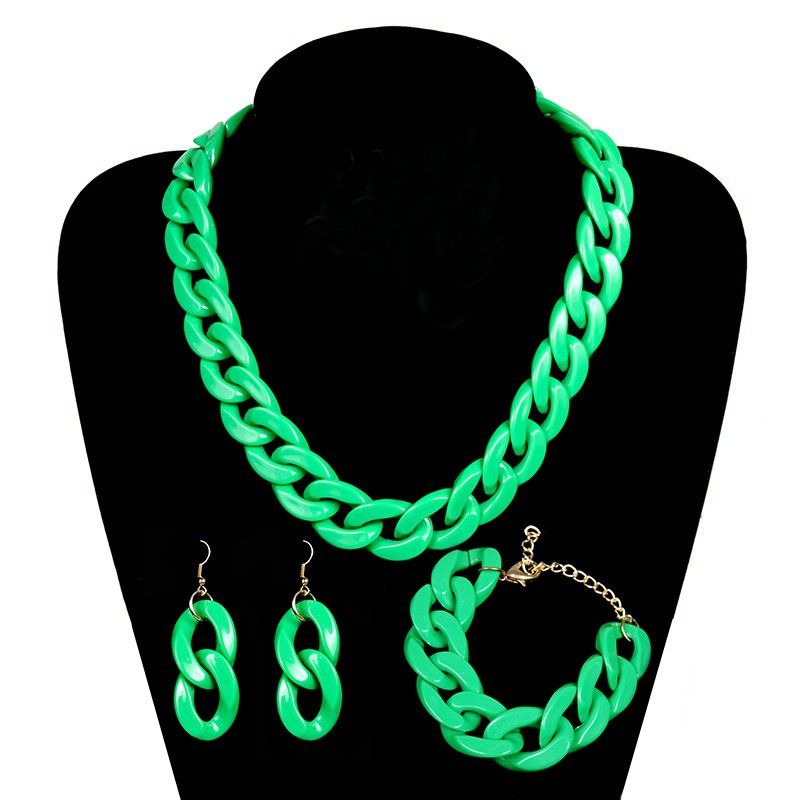 Wholesale Jewelry Simple Style Solid Color Arylic Bracelets Earrings Necklace