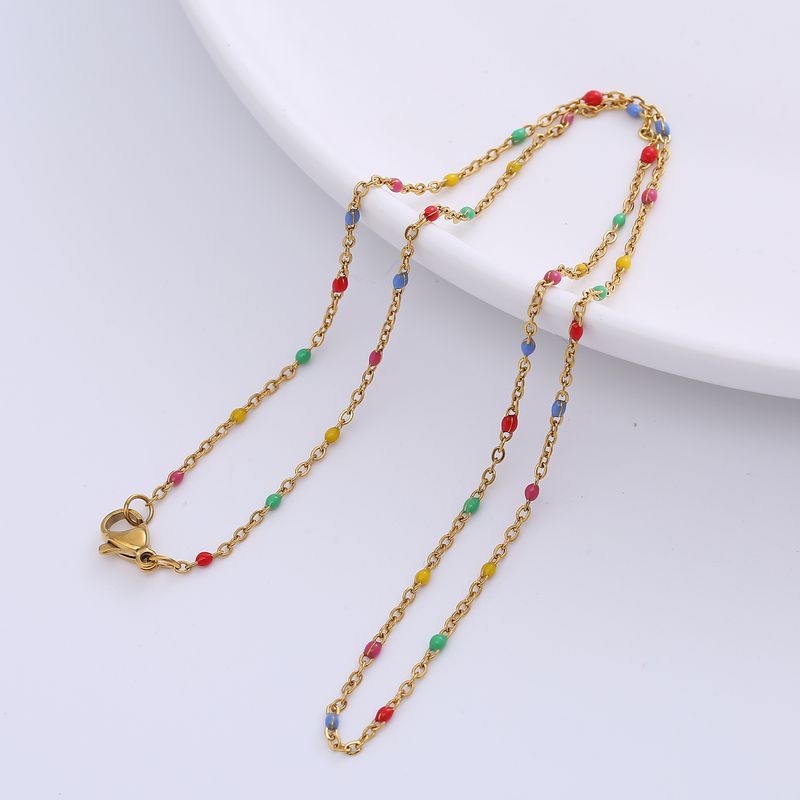 304 Stainless Steel 18K Gold Plated Hawaiian Bohemian Epoxy Plating Geometric Necklace