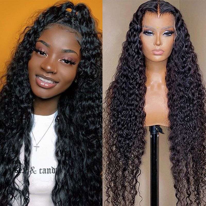 Women's African Style Party Carnival Street Real Hair Centre Parting Long Curly Hair Wigs