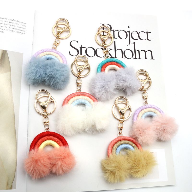 Modern Style Stripe Cotton Women's Bag Pendant Keychain