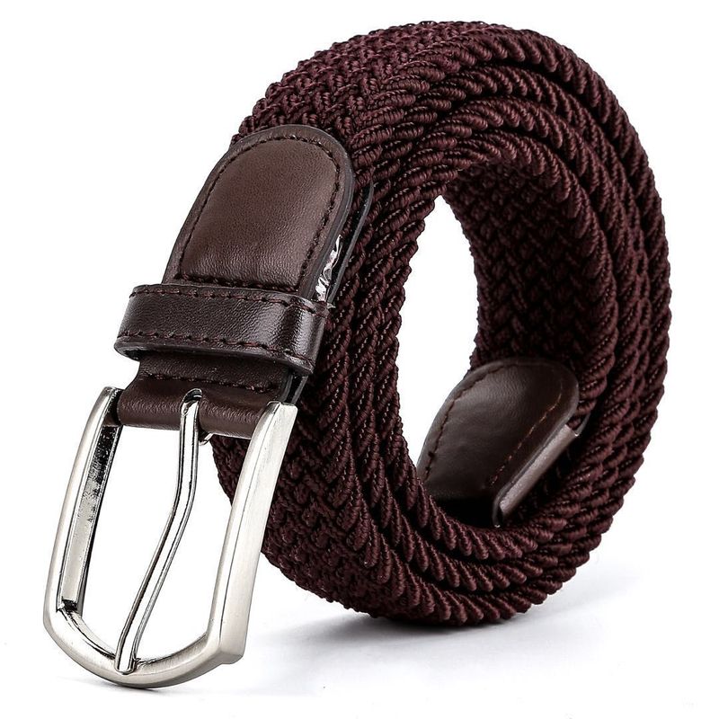 Simple Style Solid Color Imitation Leather Alloy Woven Belt Unisex Leather Belts