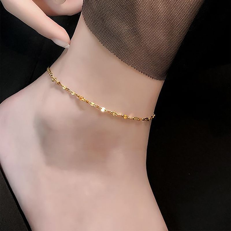 Lady Beach Solid Color Stainless Steel Women's Anklet