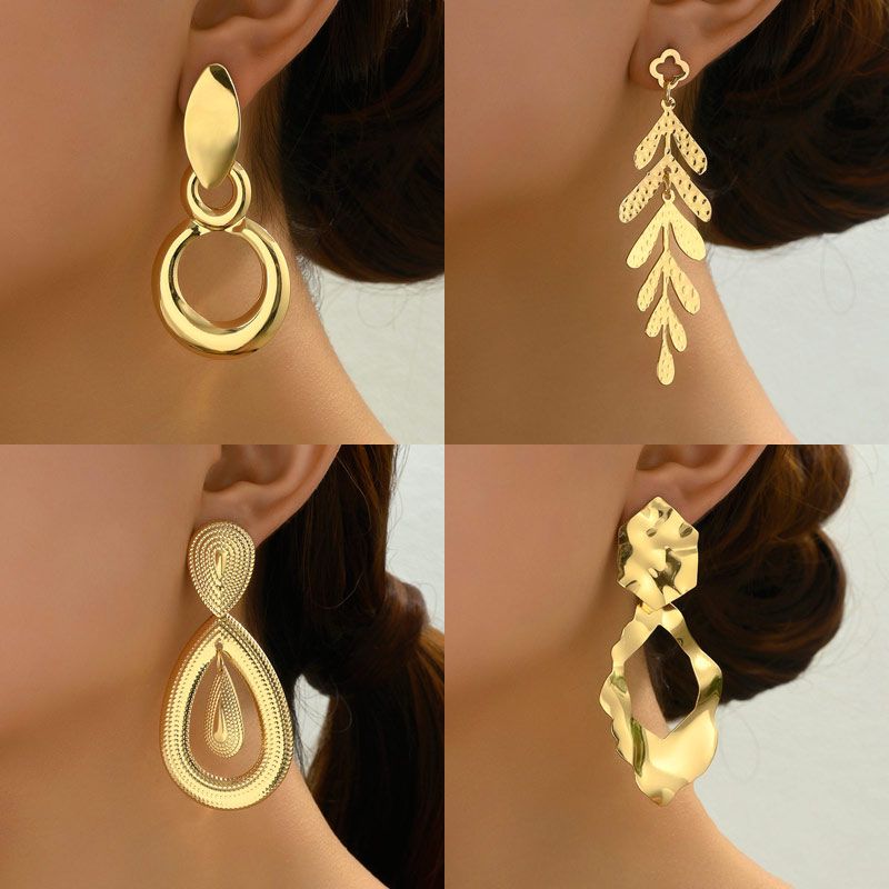 1 Pair Elegant Retro Geometric Ferroalloy Drop Earrings