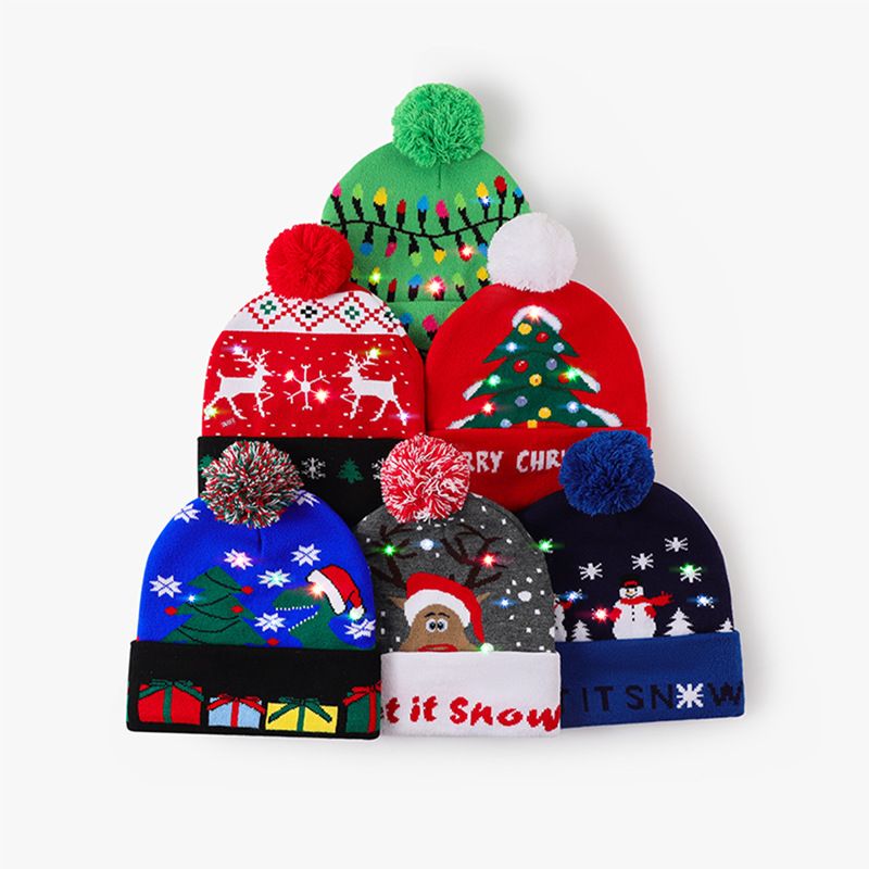 Unisexo Casual Gorro Navideño Árbol De Navidad Sin Alero Gorro De Lana