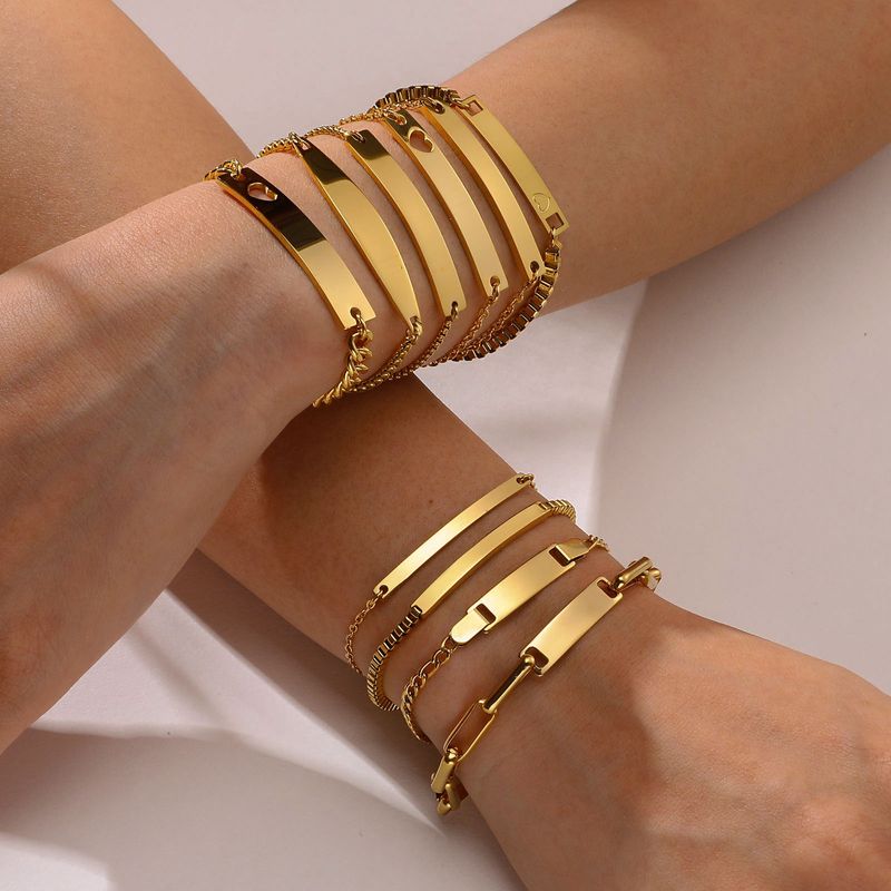 Estilo IG Estilo Simple Rectángulo Acero Inoxidable 304 Chapados en oro de 18k Pulsera Al Mayoreo