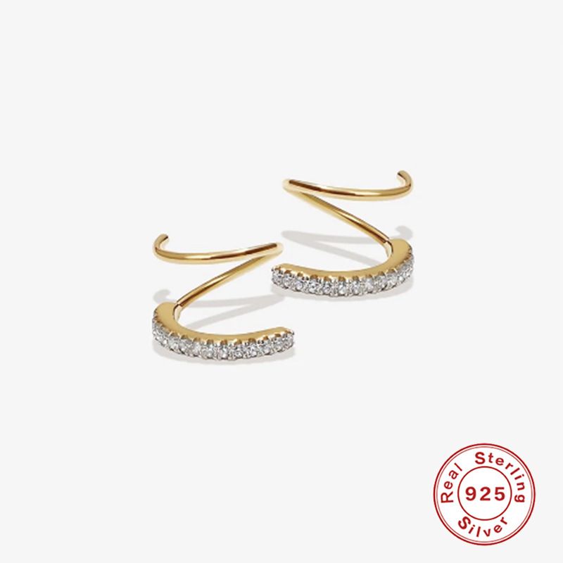 1 Pair Simple Style Geometric Inlay Sterling Silver Zircon Earrings
