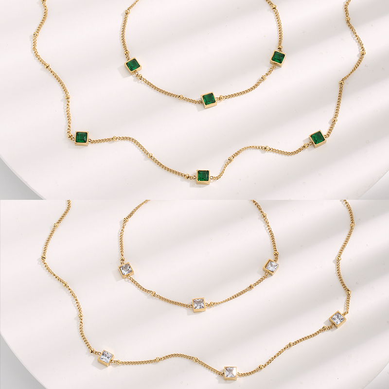 Großhandel Dame Einfarbig Titan Stahl Überzug Vergoldet Armbänder Halskette