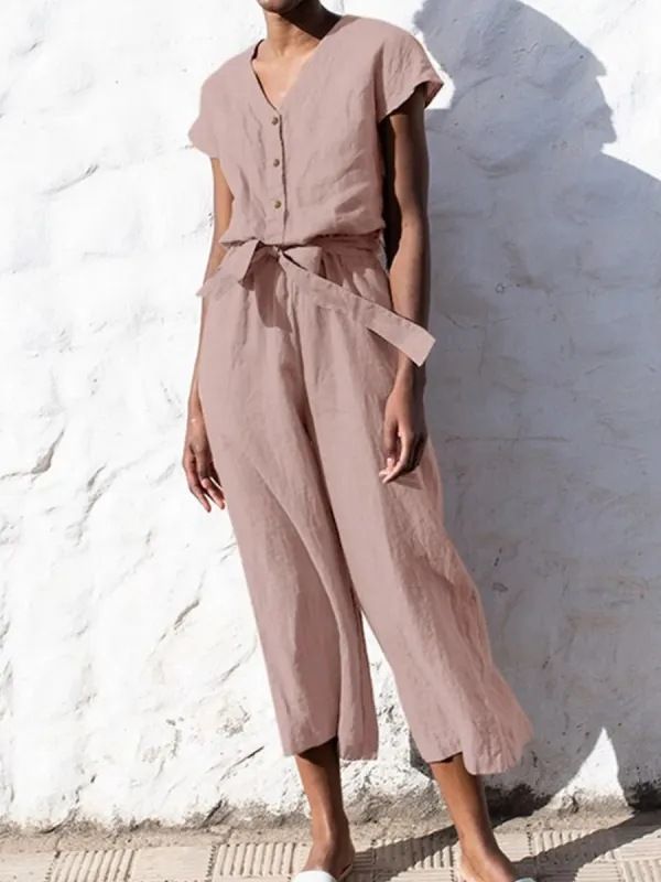 Women's Daily Casual Solid Color Ankle-length Jumpsuits