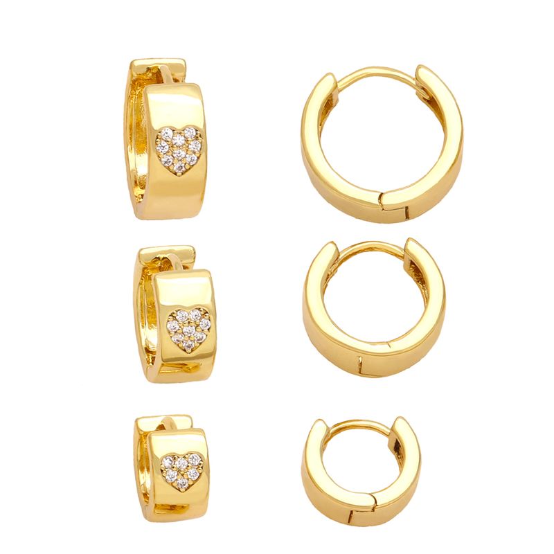 1 Paar Elegant Dame Einfacher Stil Herzform Überzug Inlay Kupfer Zirkon 18 Karat Vergoldet Ohrringe