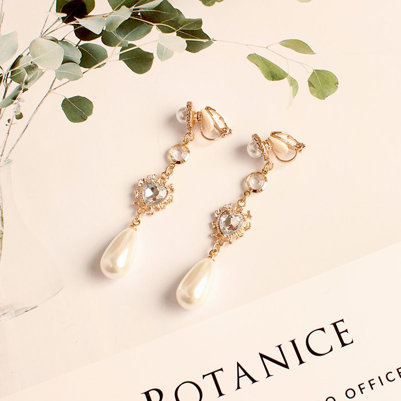 1 Pair Classic Style Heart Shape Plating Inlay Alloy Artificial Gemstones Drop Earrings