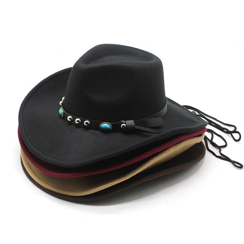 Unisex Ethnic Style Solid Color Flat Eaves Fedora Hat