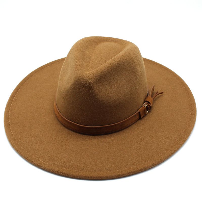 Unisex British Style Solid Color Flat Eaves Fedora Hat