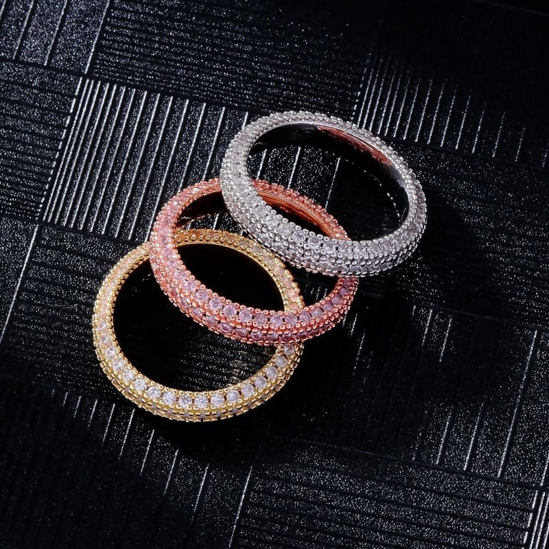 Copper K Gold Plated Rhodium Plated Hip-Hop Simple Style Plating Inlay Round Zircon Rings