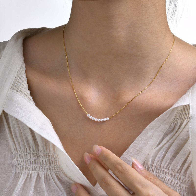 Élégant Style Simple Géométrique Alliage De Cuivre Perlé Placage Incruster Perles Artificielles Femmes Collier