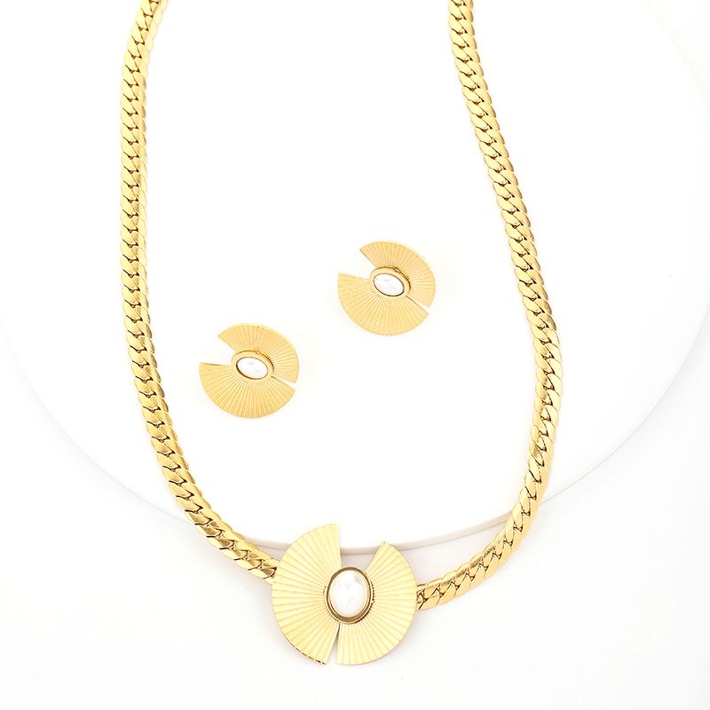 Einfacher Stil Perle Titan Stahl Ohrringe Halskette