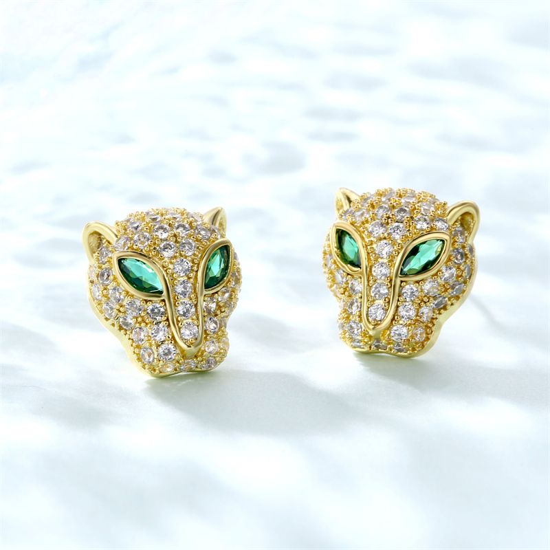 1 Paire Vêtement De Rue Animal Placage Incruster Le Cuivre Zircon Plaqué Or K Boucles D'Oreilles