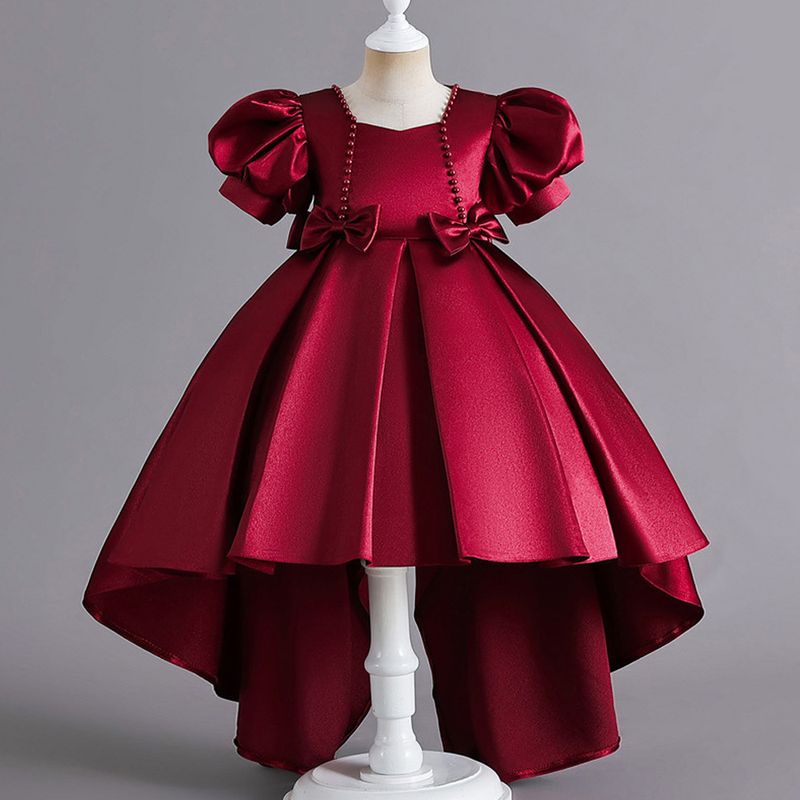 Elegant Luxurious Solid Color Bowknot Polyester Girls Dresses