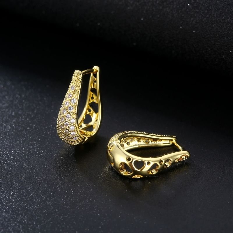 1 Pair Elegant Simple Style Geometric Plating Inlay Copper Zircon K Gold Plated Rhodium Plated Earrings