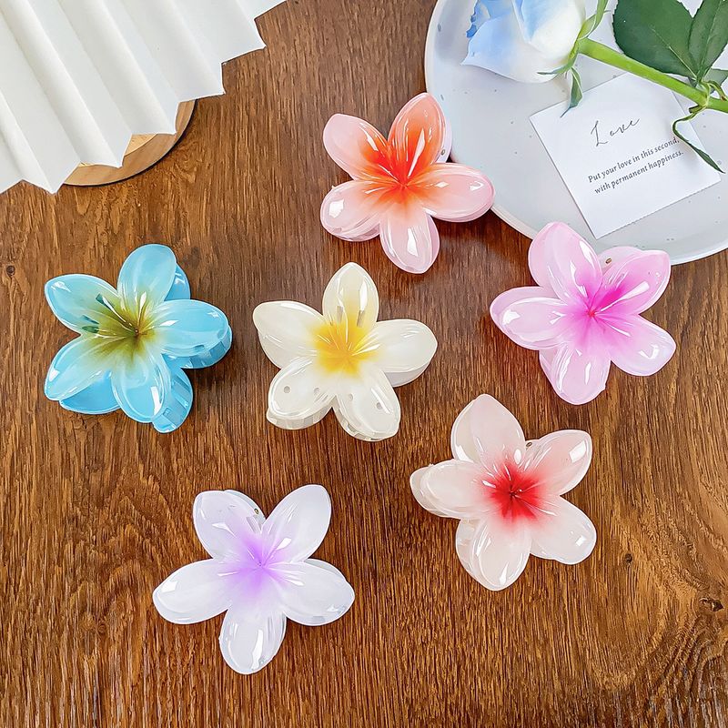 Simple Style Flower Plastic Resin Hair Claws