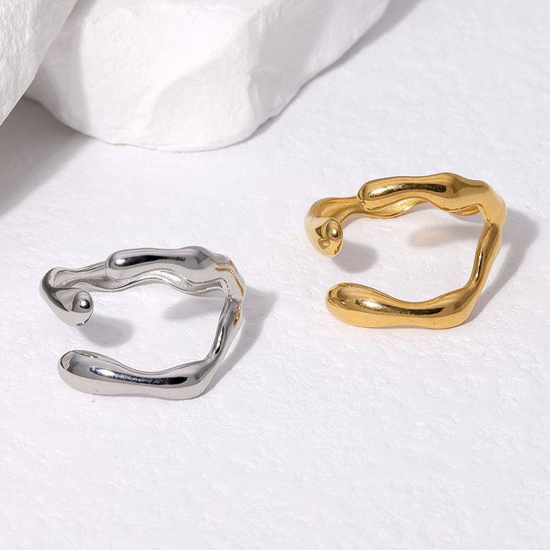 304 Stainless Steel 18K Gold Plated Simple Style Irregular Plating Geometric Open Rings