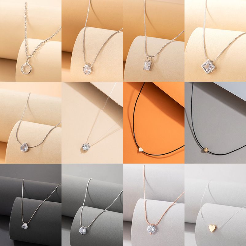 Simple Transparent Invisible Fish Line Zircon Necklace Diamond-studded Clavicle Chain Female