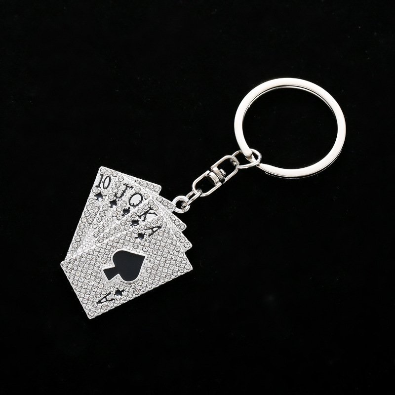 Simple Style Poker Alloy Plating Silver Plated Bag Pendant Keychain