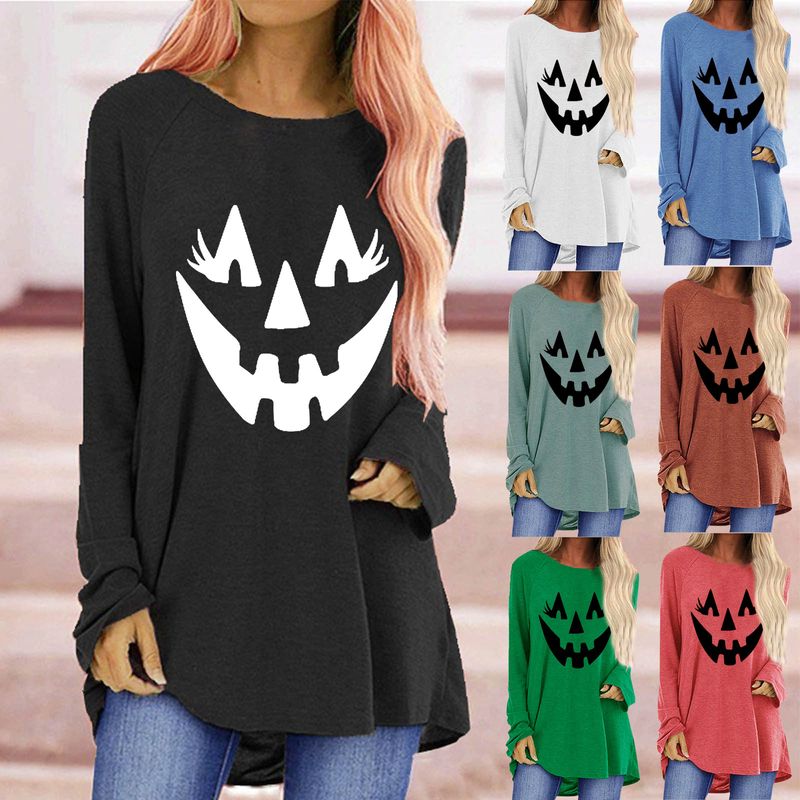 Women's T-shirt Long Sleeve T-shirts Printing Fashion Pumpkin Grimace