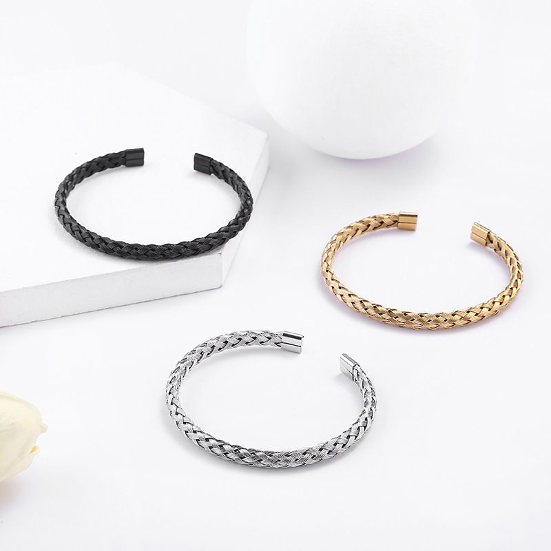 Simple Style Twist Stainless Steel Plating Unisex Cuff Bracelets