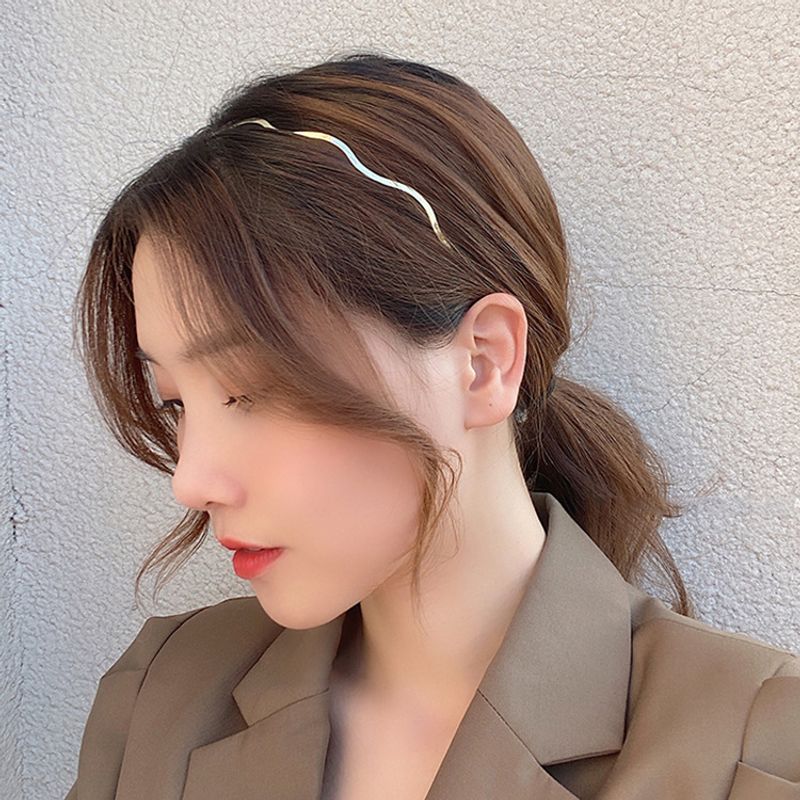 Simple Style Solid Color Metal Polishing Hair Band