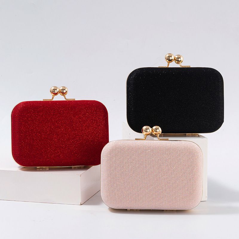 White Red Black Pu Leather Solid Color Square Evening Bags
