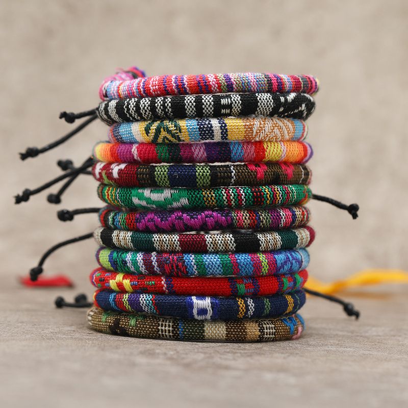 Style Ethnique Géométrique Chiffon De Gros Bracelets À Cordon
