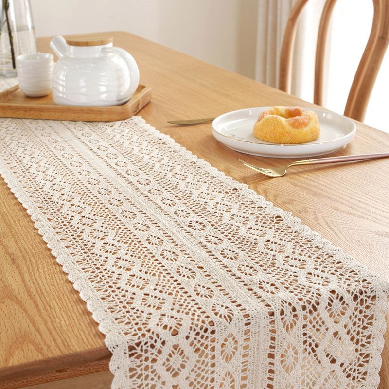 Retro Tassel Solid Color Cotton Tablecloth