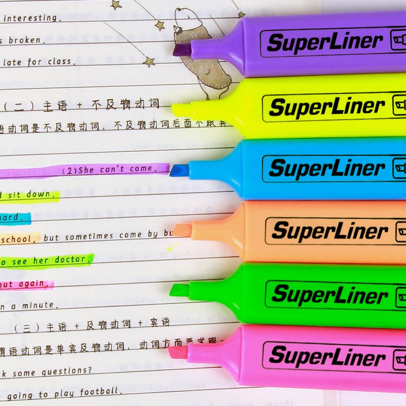 Best Selling Six Colors Slanted Tip Color Marker Pens