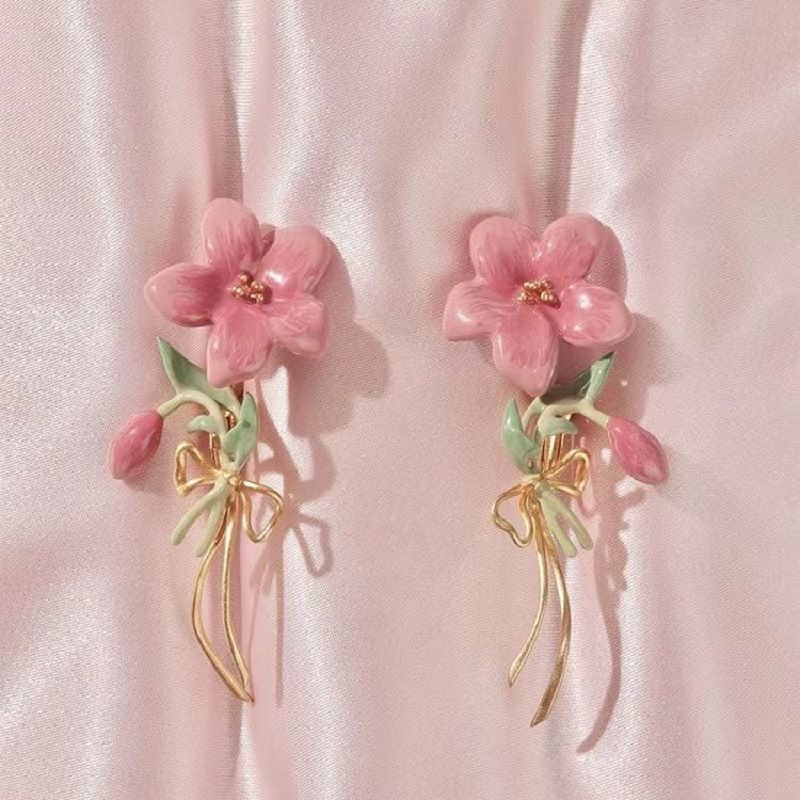 1 Pair Sweet Flower Plating Alloy Drop Earrings