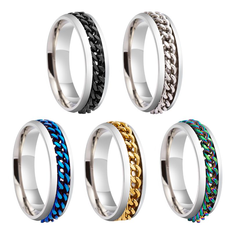 Fashion Geometric Stainless Steel Rings Chain Stainless Steel Rings