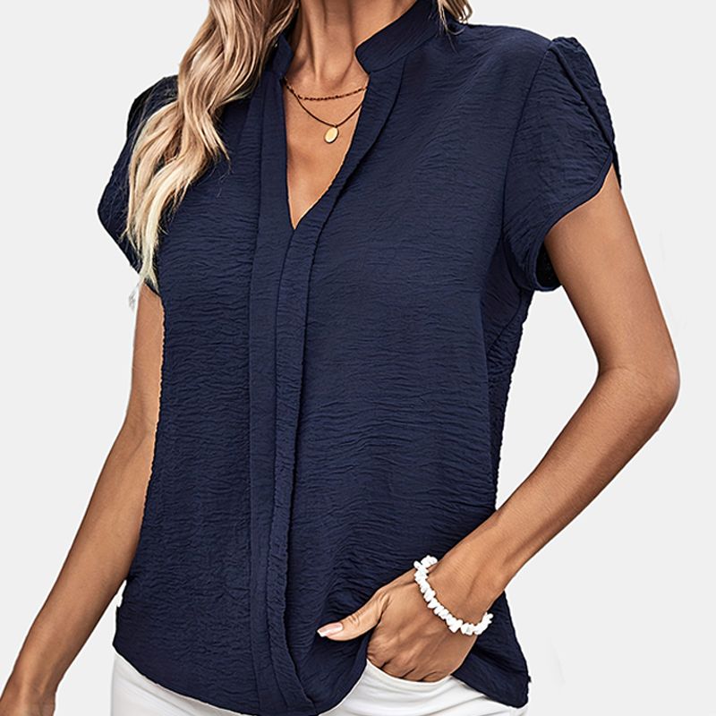 Women's Blouse Short Sleeve Blouses Jacquard Casual Simple Style Solid Color