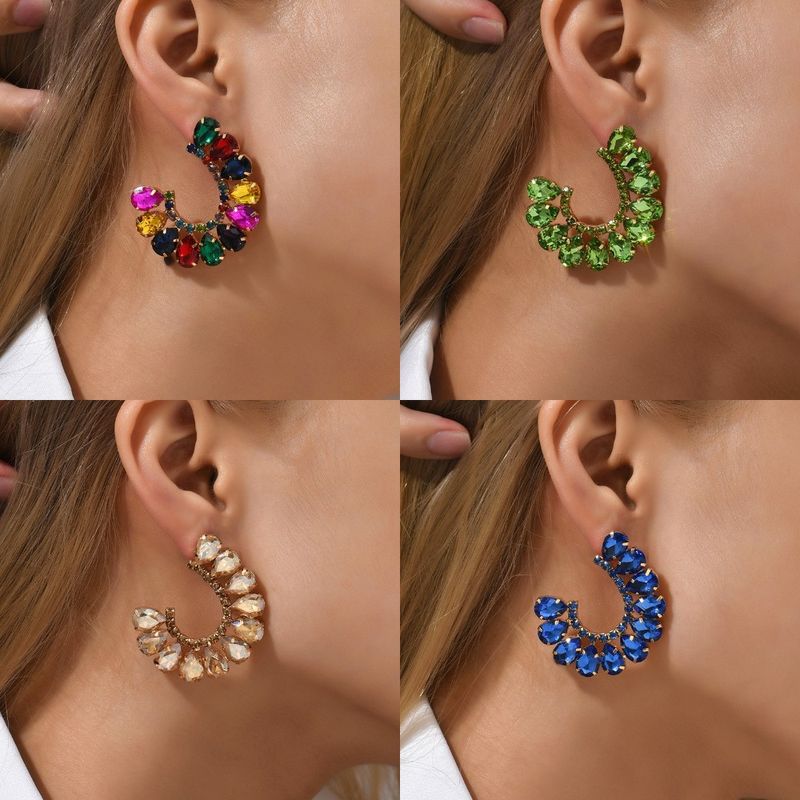 1 Pair Simple Style Flower Glass Inlay Zircon Women's Ear Studs