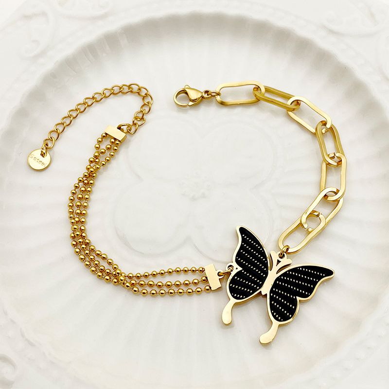 Sweet Simple Style Butterfly 304 Stainless Steel 14K Gold Plated Bracelets In Bulk