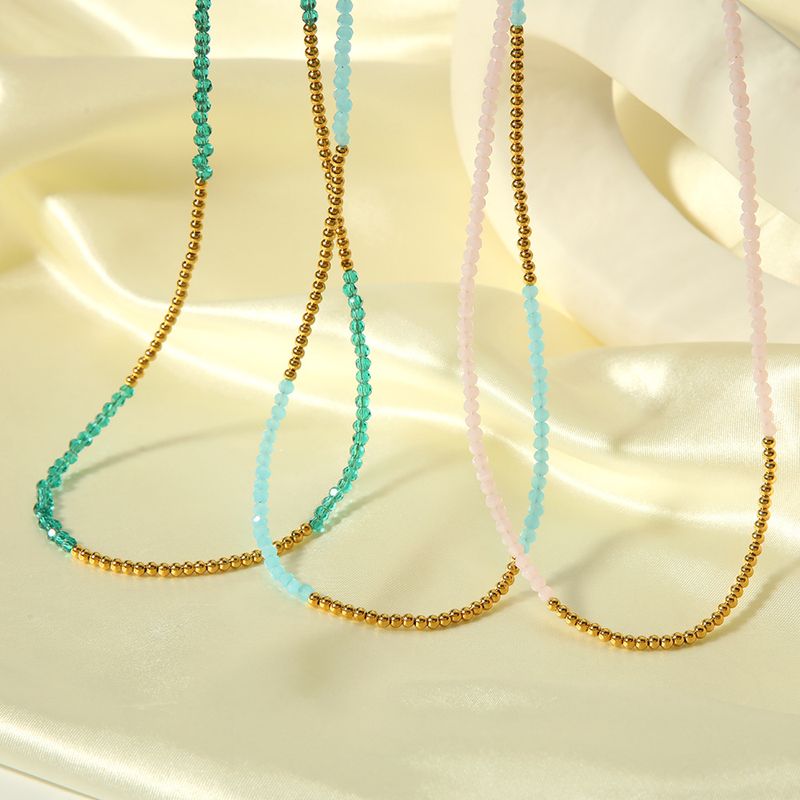 Bohemian Color Block Seed Bead Beaded 18K Gold Plated Women's Necklace