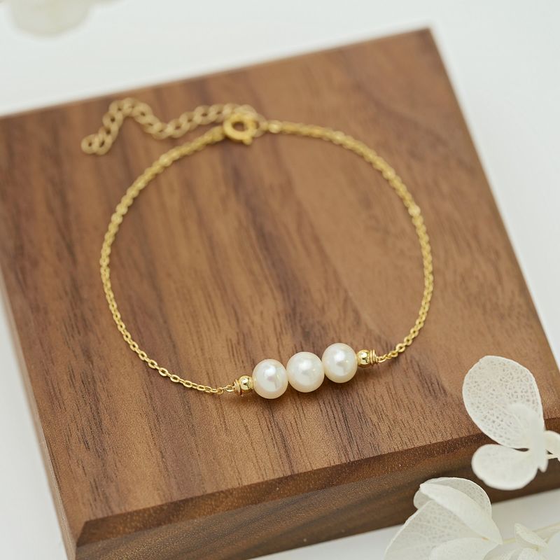Simple Style Irregular Freshwater Pearl Copper Patchwork Plating 18k Gold Plated Bracelets