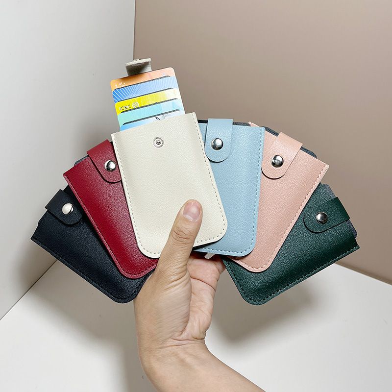 Unisex Solid Color Pvc Flip Cover Card Holders