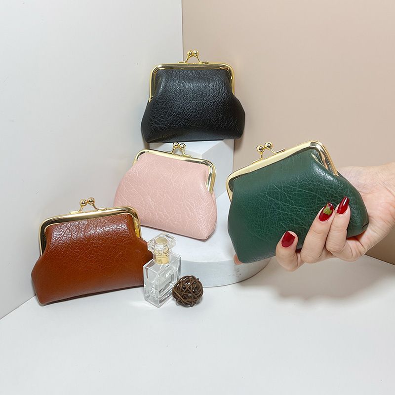 Women's Solid Color Polyester Lock Clasp Coin Purses