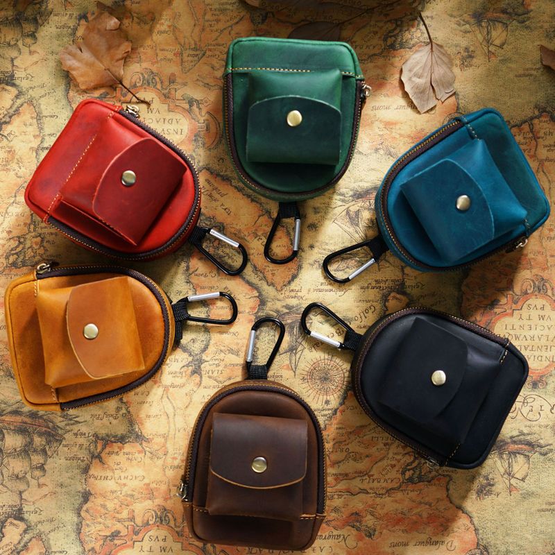 New Original Outdoor Sports Coin Purse Casual Portable Small Saddle Bag Cowhide Buggy Bag Zipper Bag Key Pouch