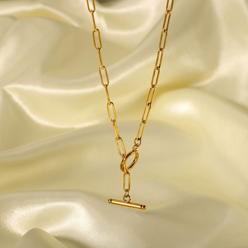201 Edelstahl 18 Karat Vergoldet Nordischer Stil Basic Klassischer Stil Überzug Geometrisch Halskette
