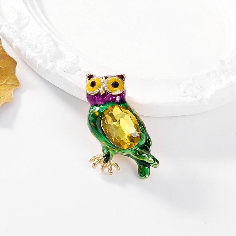 Élégant Dame Hibou Alliage Incruster Strass Verre Femmes Broches