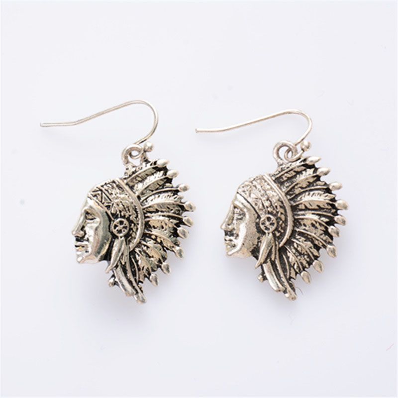 1 Pair Vintage Style Human Face Plating Alloy Gold Plated Drop Earrings