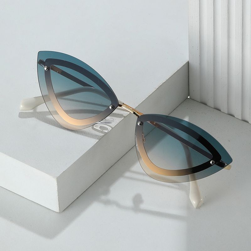 Elegant Basic Color Block Pc Cat Eye Full Frame Women's Sunglasses
